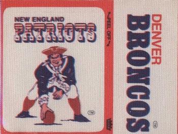 1976 Fleer Football Patches #NNO New England Patriots Logo / Denver Broncos Name Front