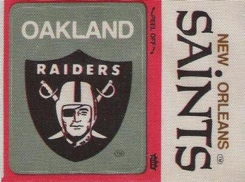 1976 Fleer Football Patches #NNO Oakland Raiders Logo / New Orleans Saints Name Front