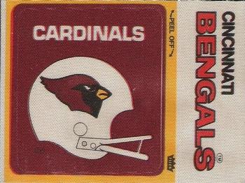 1976 Fleer Football Patches #NNO St. Louis Cardinals Helmet / Cincinnati Bengals Name Front