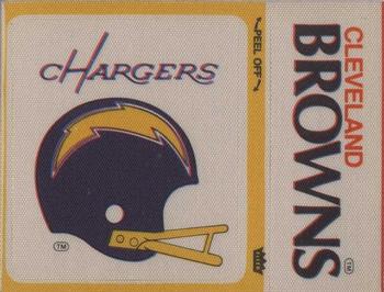 1976 Fleer Football Patches #NNO San Diego Chargers Helmet / Cleveland Browns Name Front