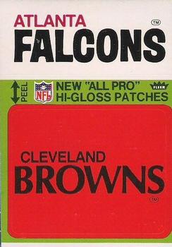 1976 Fleer Football Patches - High Gloss #NNO Cleveland Browns Logo / Atlanta Falcons Name Front