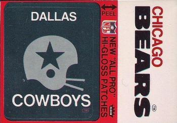 1976 Fleer Football Patches - High Gloss #NNO Dallas Cowboys Logo / Chicago Bears Name Front