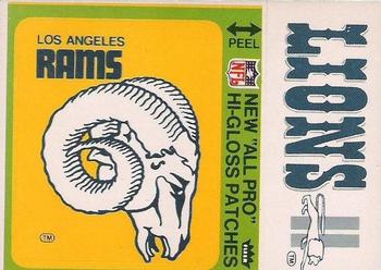 1976 Fleer Football Patches - High Gloss #NNO Los Angeles Rams Logo / Detroit Lions Name Front
