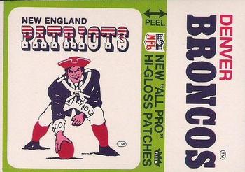 1976 Fleer Football Patches - High Gloss #NNO New England Patriots Logo / Denver Broncos Name Front