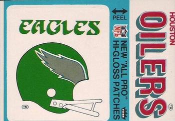1976 Fleer Football Patches - High Gloss #NNO Philadelphia Eagles Helmet / Houston Oilers Name Front