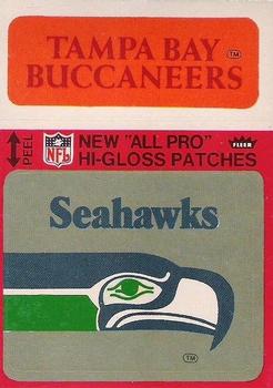 1976 Fleer Football Patches - High Gloss #NNO Seattle Seahawks Logo / Tampa Bay Buccaneers Name Front