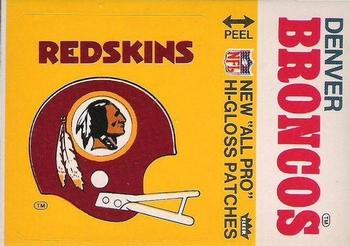 1976 Fleer Football Patches - High Gloss #NNO Washington Redskins Helmet / Denver Broncos Name Front