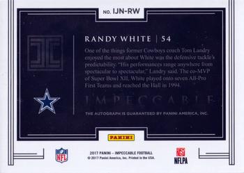2017 Panini Impeccable - Impeccable Jersey Number Autographs #IJN-RW Randy White Back