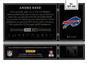 2017 Panini Impeccable - Impeccable Stats Autographs #IST-AR Andre Reed Back