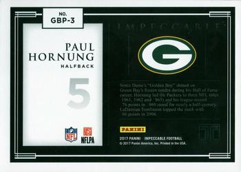 2017 Panini Impeccable - Silver Packers #GBP-3 Paul Hornung Back