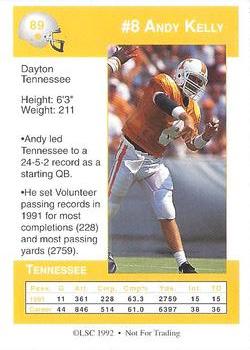 1992 Gridiron #89 Andy Kelly Back