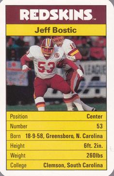 1987 Ace Fact Pack Washington Redskins #NNO Jeff Bostic Front