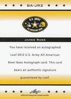 2012 Leaf Army All-American Bowl #BA-JR2 James Ross Back