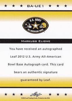 2012 Leaf Army All-American Bowl #BA-UE1 Markuss Eligwe Back