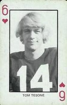1974 Colorado Buffaloes Playing Cards - Gold Backs #6♥ Tom Tesone Front