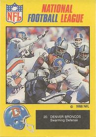 1988 Monty Gum NFL #20 Denver Broncos swarming defense Front