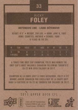 2015 Upper Deck CFL - O-Pee-Chee #33 Ricky Foley Back