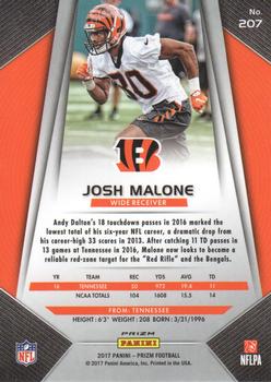 2017 Panini Prizm - Prizm #207 Josh Malone Back