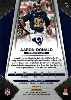 2017 Panini Prizm - Prizm Red, White and Blue #10 Aaron Donald Back
