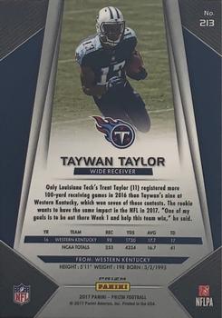 2017 Panini Prizm - Prizm Red, White and Blue #213 Taywan Taylor Back