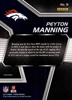 2017 Panini Prizm - NFL MVPs Prizm #9 Peyton Manning Back