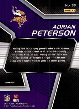 2017 Panini Prizm - NFL MVPs Prizm #33 Adrian Peterson Back