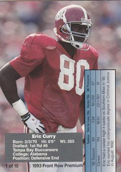 1993 Front Row Premium The Gold #1 Eric Curry Back