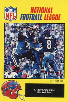 1988 Monty Gum NFL - Paper #4 Buffalo Bills blocked punt Front
