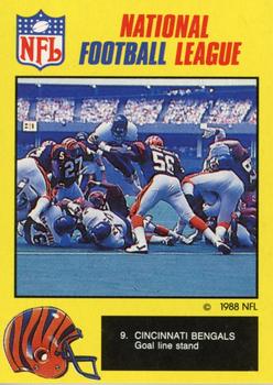 1988 Monty Gum NFL - Paper #9 Cincinnati Bengals goal line stand Front