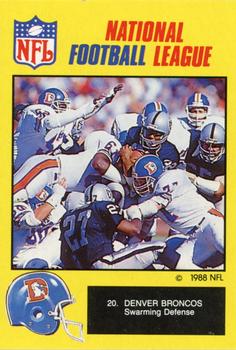 1988 Monty Gum NFL - Paper #20 Denver Broncos swarming defense Front
