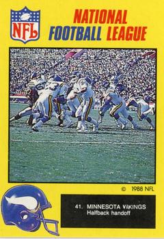 1988 Monty Gum NFL - Paper #41 Minnesota Vikings halfback handoff Front