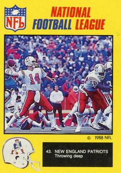 1988 Monty Gum NFL - Paper #43 New England Patriots throwing deep Front
