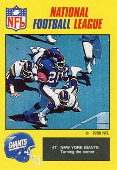 1988 Monty Gum NFL - Paper #47 New York Giants turning the corner Front