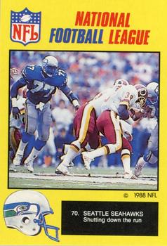 1988 Monty Gum NFL - Paper #70 Seattle Seahawks shutting down the run Front
