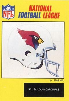 1988 Monty Gum NFL - Paper #93 St. Louis Cardinals helmet Front