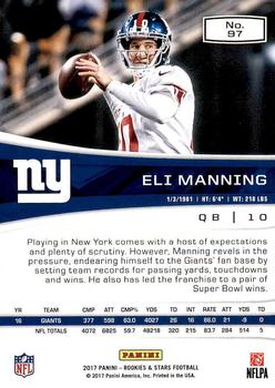 2017 Panini Rookies & Stars #97 Eli Manning Back