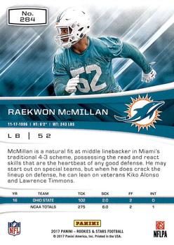 2017 Panini Rookies & Stars #284 Raekwon McMillan Back