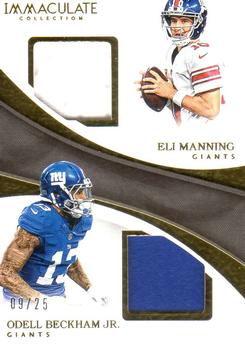 2017 Panini Immaculate Collection - Dual Jerseys #DU-3 Odell Beckham Jr. / Eli Manning Front