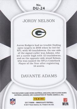2017 Panini Immaculate Collection - Dual Jerseys Tags #DU-24 Davante Adams / Jordy Nelson Back