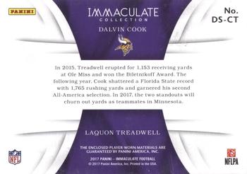 2017 Panini Immaculate Collection - Dual NFL Shields #DS-CT Laquon Treadwell / Dalvin Cook Back