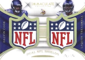 2017 Panini Immaculate Collection - Dual NFL Shields #DS-CT Laquon Treadwell / Dalvin Cook Front