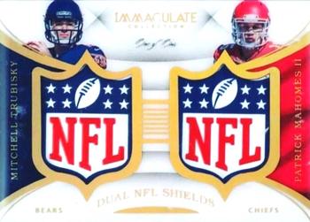 2017 Panini Immaculate Collection - Dual NFL Shields #58 Patrick Mahomes II / Mitchell Trubisky Front
