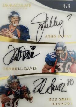 2017 Panini Immaculate Collection - Trios Autographs #TA-DB Rod Smith / Terrell Davis / John Elway Front