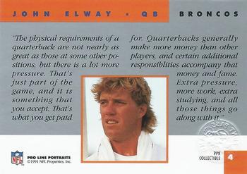 1991 Pro Line Portraits - Punt, Pass and Kick #4 John Elway Back