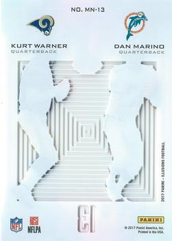 2017 Panini Illusions - Matching Numbers #MN-13 Dan Marino / Kurt Warner Back