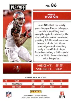 2017 Panini Playoff - 1st Down #86 Mike Evans Back