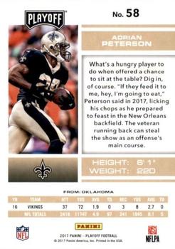 2017 Panini Playoff - 2nd Down #58 Adrian Peterson Back
