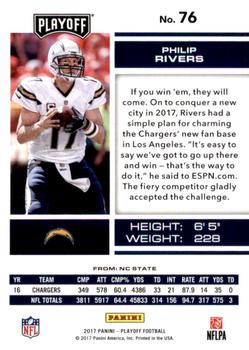 2017 Panini Playoff - 3rd Down #76 Philip Rivers Back