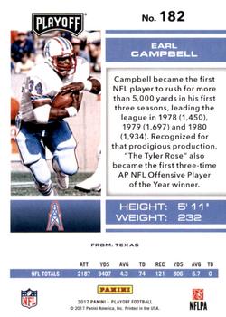 2017 Panini Playoff - 3rd Down #182 Earl Campbell Back