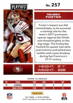 2017 Panini Playoff - 3rd Down #257 Reuben Foster Back
